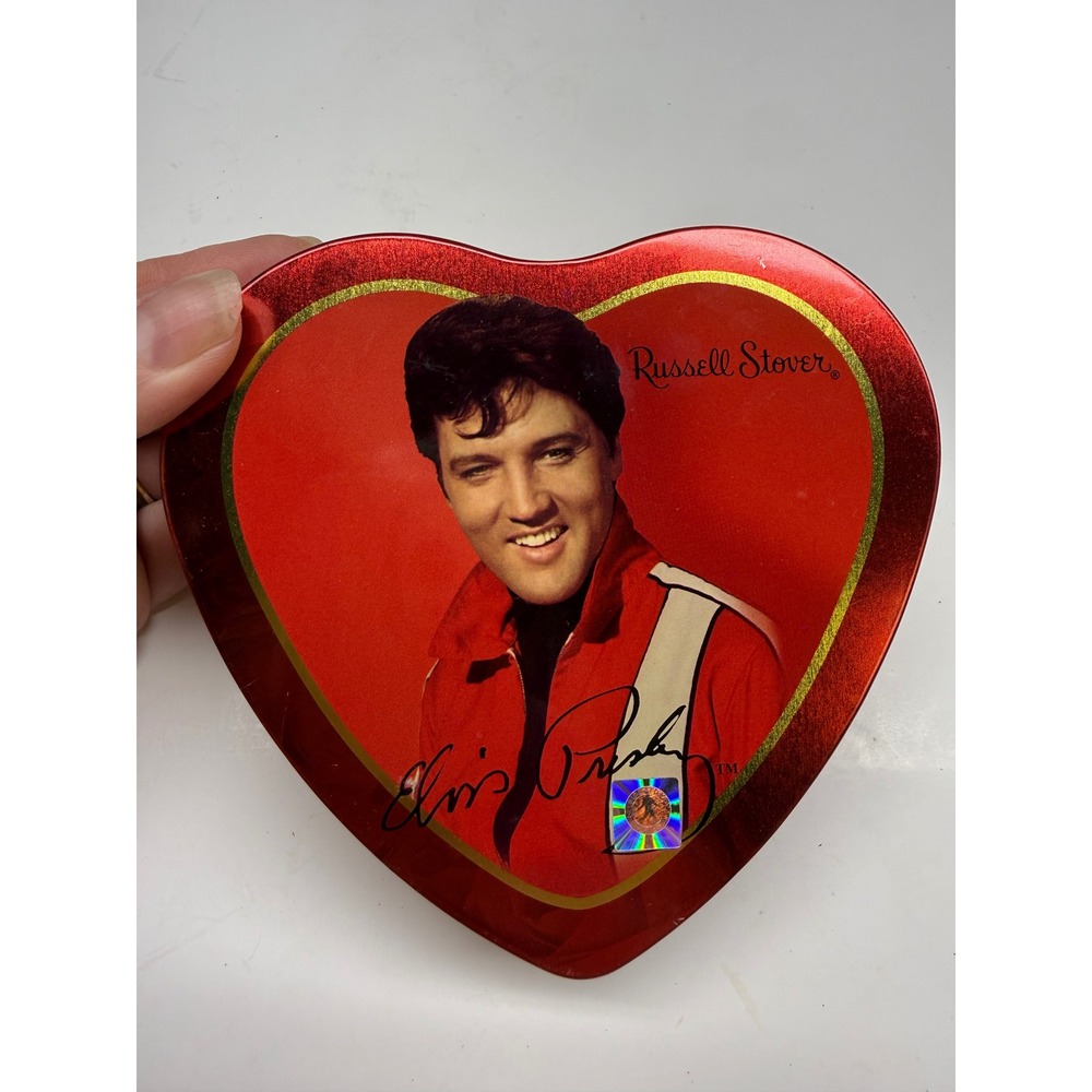 Russell Stover Elvis Presley Heart Shaped Candy Tin 2003 Red Collectible Vintage